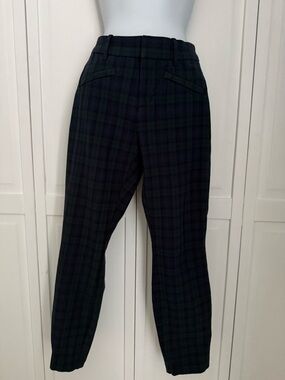 Women’s Plaid Tailored Pants - Dark Navy/Green - cropped